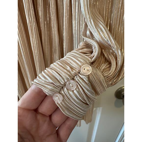 Sabina Musayev Adi Pearl Blush Metallic Pleated Mini Dress Size L - Picture 10 of 13